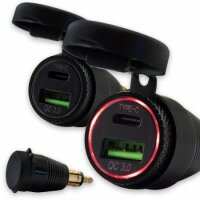 USB-A 3.0-Adapter + USB-C-PD | LED rot |  schwarz