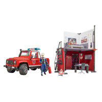 BRUDER bworld Feuerwehrstation mit Land Rover Defender...