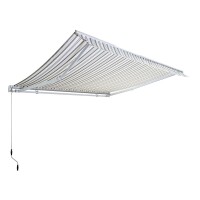 Alu - Markise Sonnenschutz grau weiß gestreift 3x2,5 m 300x250 cm Wand + Decke