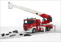 BRUDER Spielzeug 03590 LKW Scania R-Serie Feuerwehrleiter mit Wasserpumpe