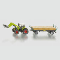 SIKU Spielzeug Traktor mit Quaderballengreifer +...