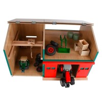 Van Manen Kinder Spielzeug Traktor Werkstatt Schuppen Garage 41x54x32cm / 610410