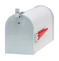 Alu US Briefkasten Postkasten American Mailbox mech. Postmelder Retro weiß