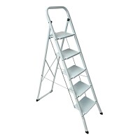 Stahl-Klapptritt Leiter 5 Stufen weiß