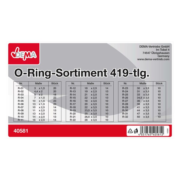 O-Ring Sortiment 419 tlg.